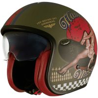 Mc-hjälm Öppen Vintage Pu Militärbrun Premier