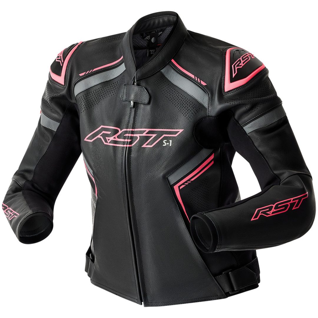 MC-Jacka Dam D3O Läder Svart Rosa RST XS – bild 2