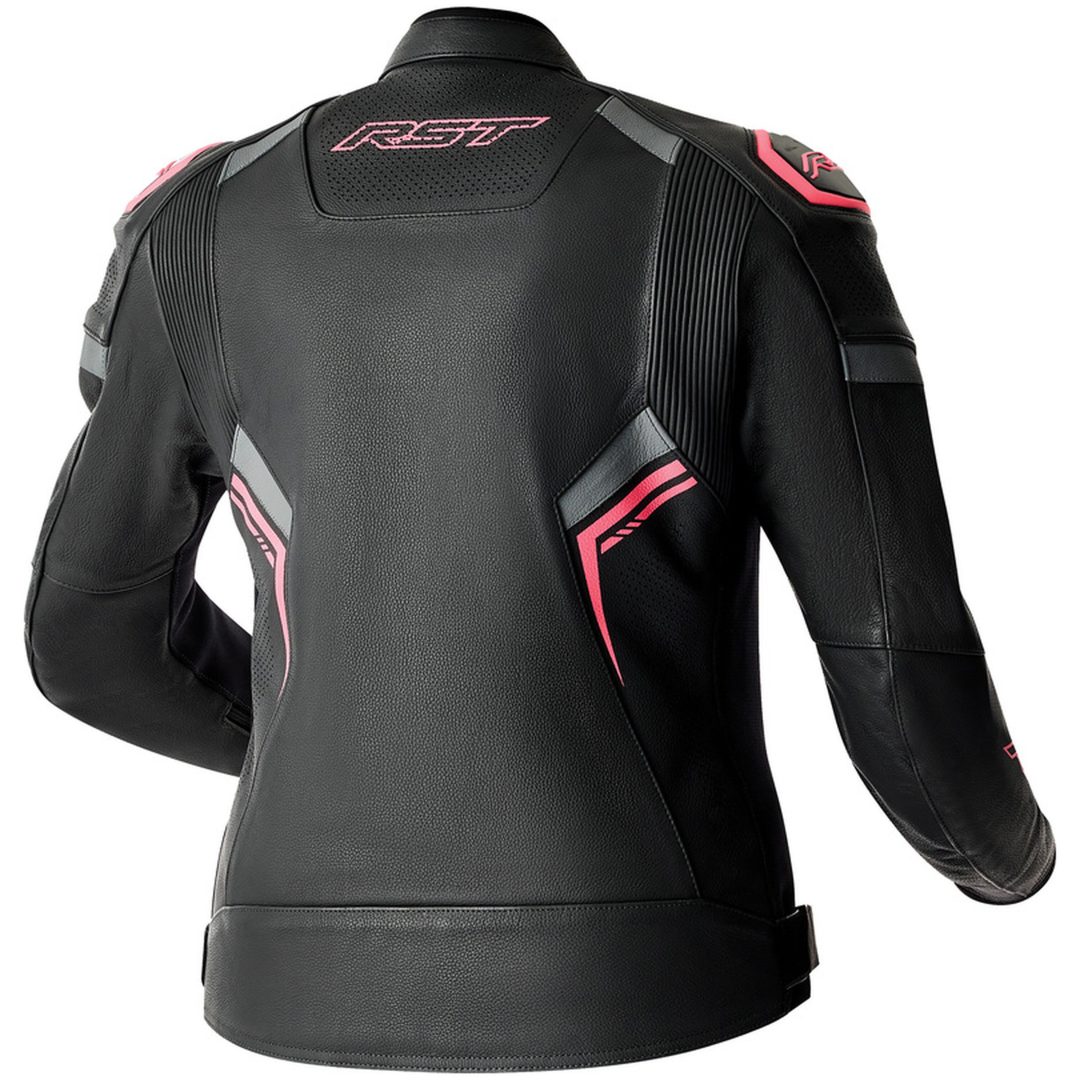 MC-Jacka Dam D3O Läder Svart Rosa RST XS – bild 3