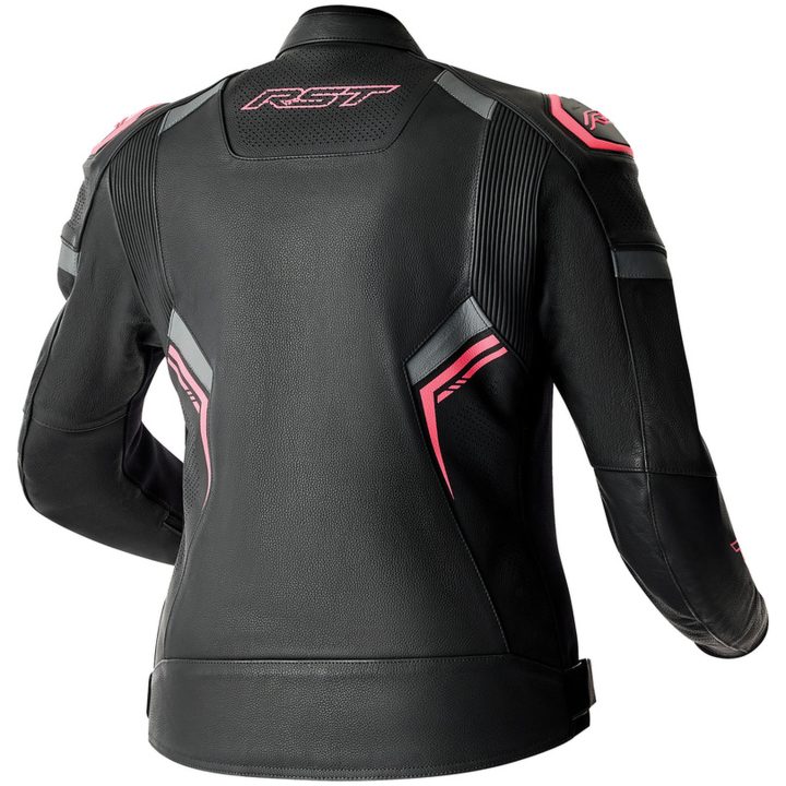 MC-Jacka Dam D3O Läder Svart Rosa RST XS – bild 3