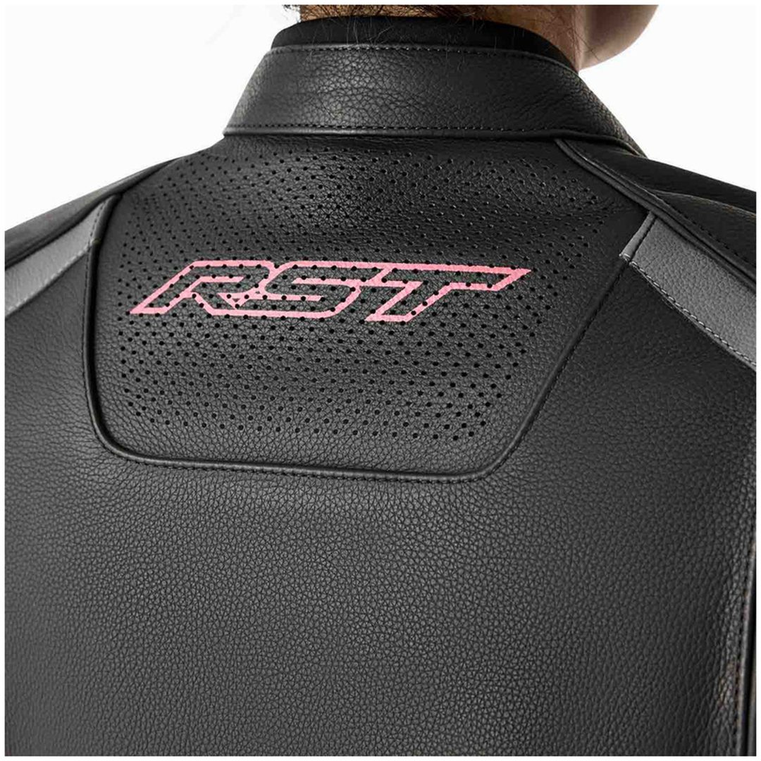 MC-Jacka Dam D3O Läder Svart Rosa RST XS – bild 5