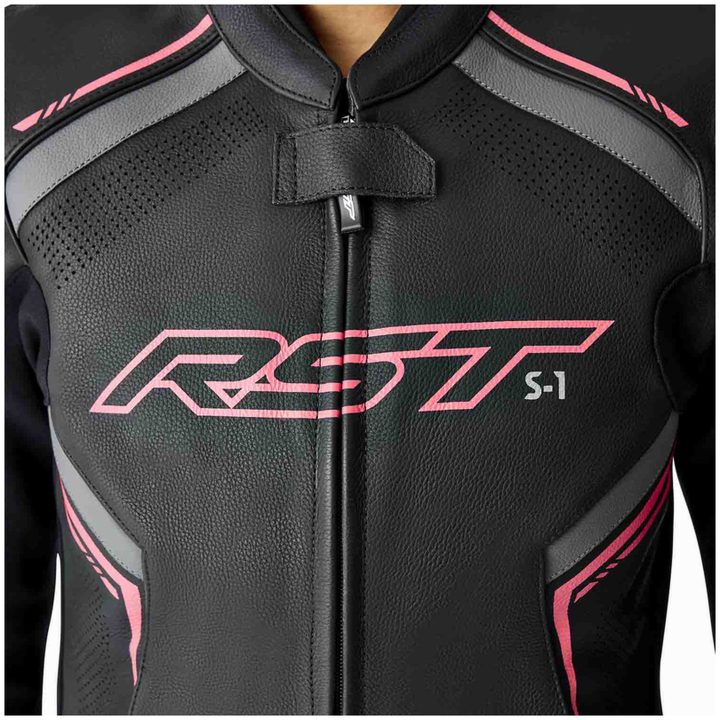 MC-Jacka Dam D3O Läder Svart Rosa RST XS – bild 7
