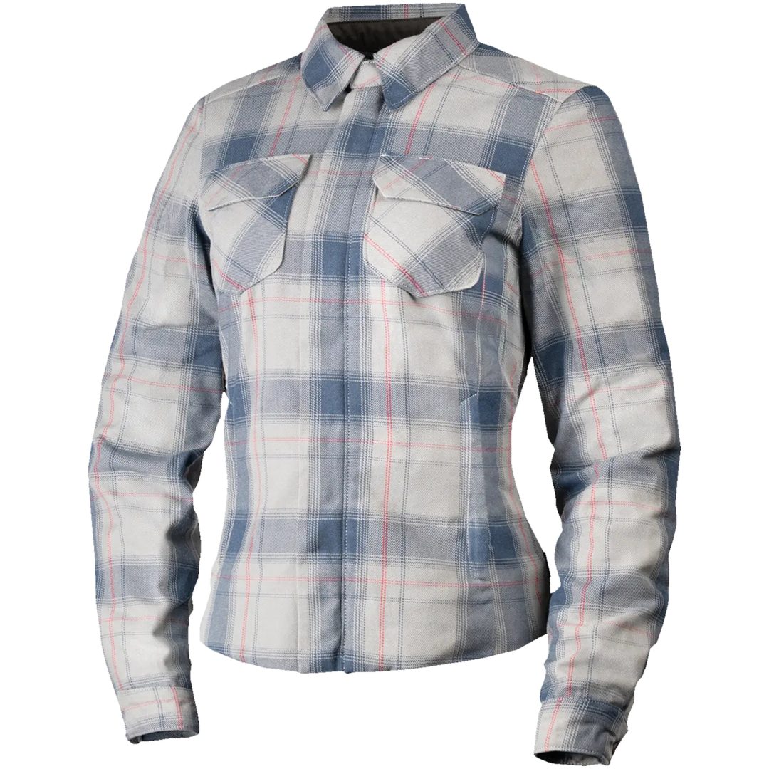 MC-Jacka Dam Fallblock Flannel Textil Blå Grå Röd Vit ICON M