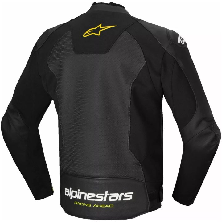 Mc-jacka Faster V3 Airflow Läder Svart/fluorescerande Gul/vit ALPINESTARS 48 – bild 2