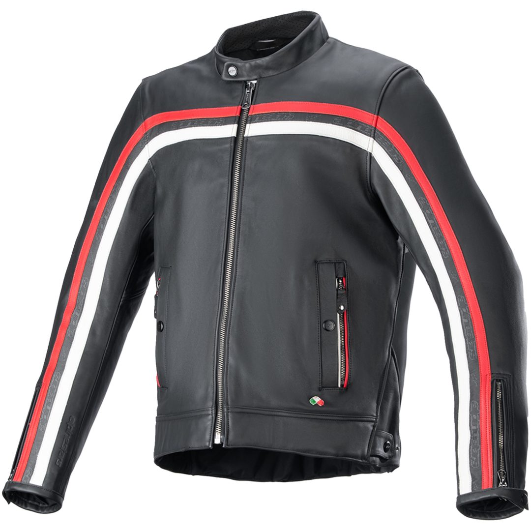 Mc-jacka Läder Dyno Svart/Röd ALPINESTARS 48 (S us)