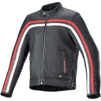 Mc-jacka Läder Dyno Svart/Röd ALPINESTARS