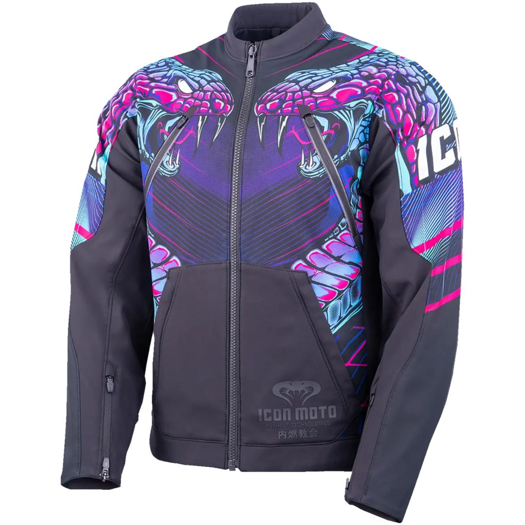 MC-Jacka Synthwave Merc3 Lazer Cobra Textil Svart Blå Rosa Lila Vit ICON s