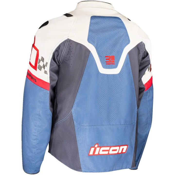 MC-Jacka Textil Contra3 Hero Vit/Blå ICON Small – bild 2