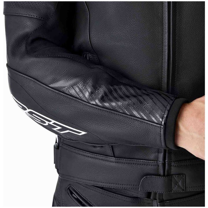 MC-Jacka Tractech Evo D3O Läder Svart Vit RST M – bild 4