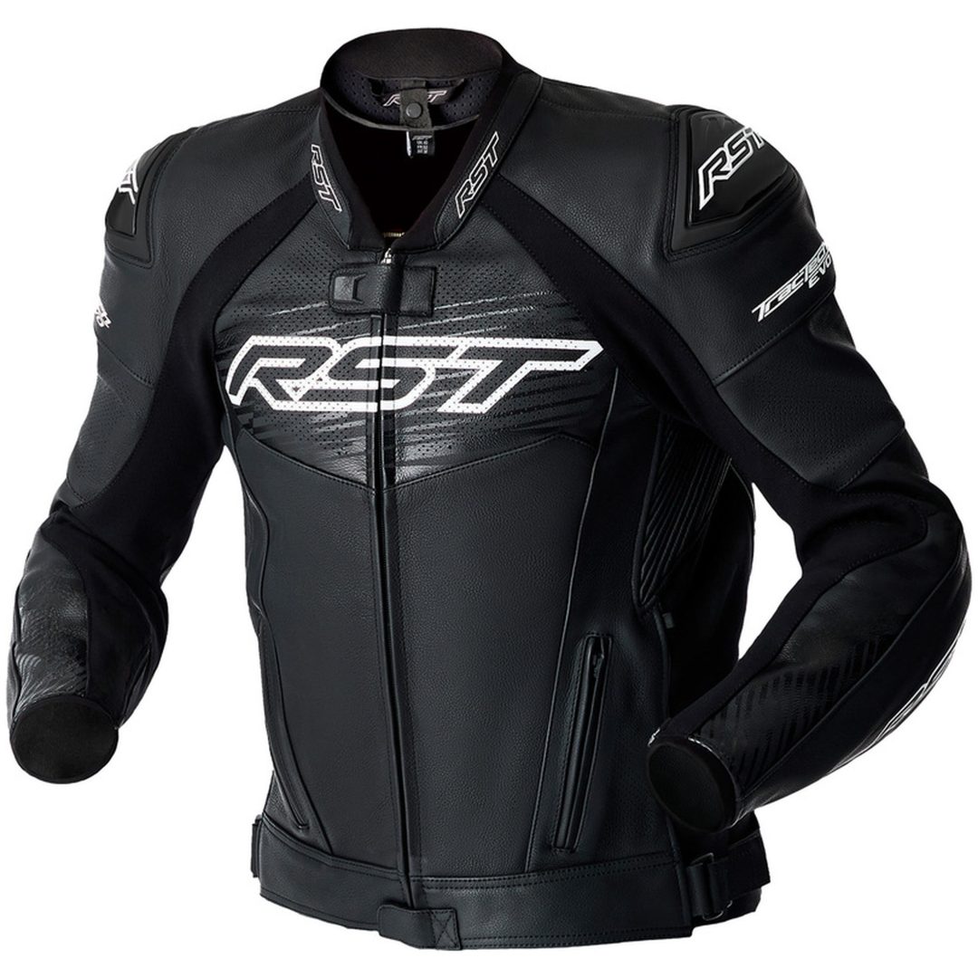MC-Jacka Tractech Evo D3O Läder Svart Vit RST M
