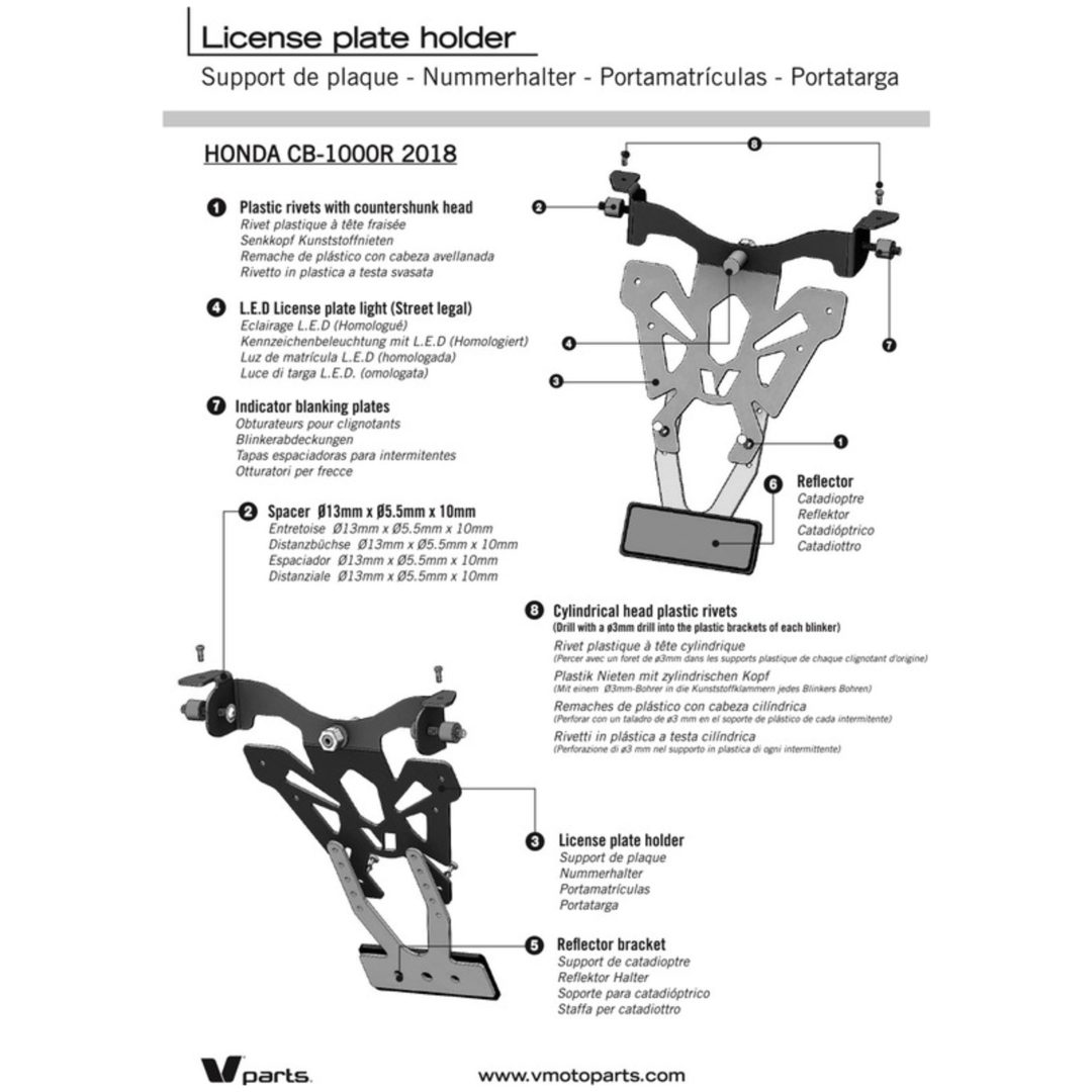 Mc-nummerskyltshållare Svart V PARTS Svart – bild 2