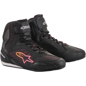 MC-Skor Faster-3 Rideknit Dam Svart/Gul/Rosa Alpinestars