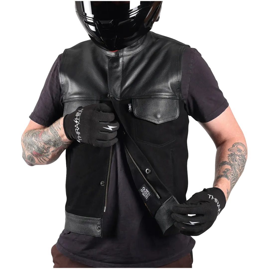 MC-Väst Kanan Läder Denim Svart THRASHIN SUPPLY CO. – bild 2