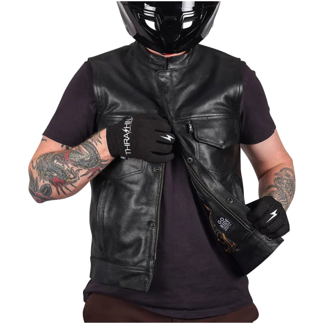 MC-Väst Mulholland Läder Svart THRASHIN SUPPLY CO. – bild 7