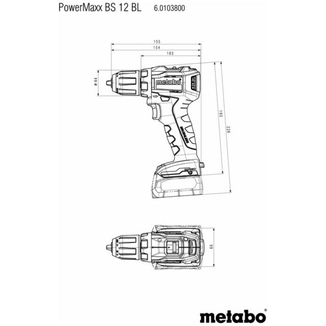 Borrskruvdragare 12V METABO PowerMaxx BS 12 BL Med LiHD Batteri