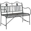 Metallbänk Svart Metall Standard Dekorativa Inläggningar vidaXL 103.5 x 59 x 89 cm – miniatyr 2