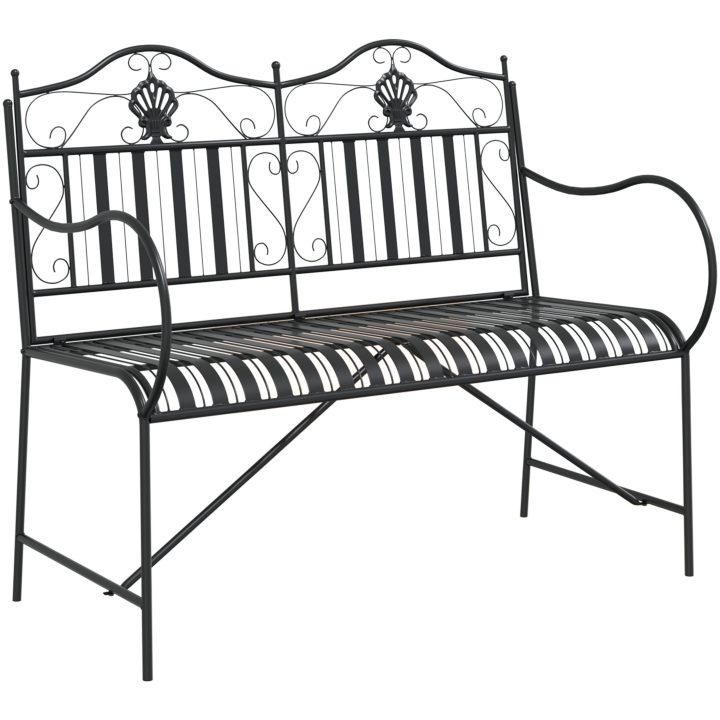 Metallbänk Svart Metall Standard Dekorativa Inläggningar vidaXL 103.5 x 59 x 89 cm – bild 2