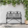 Metallbänk Svart Metall Standard Dekorativa Inläggningar vidaXL 103.5 x 59 x 89 cm – miniatyr 3