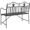Metallbänk Svart Metall Standard Dekorativa Inläggningar vidaXL 103.5 x 59 x 89 cm – miniatyr 6