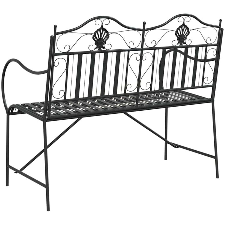 Metallbänk Svart Metall Standard Dekorativa Inläggningar vidaXL 103.5 x 59 x 89 cm – bild 6
