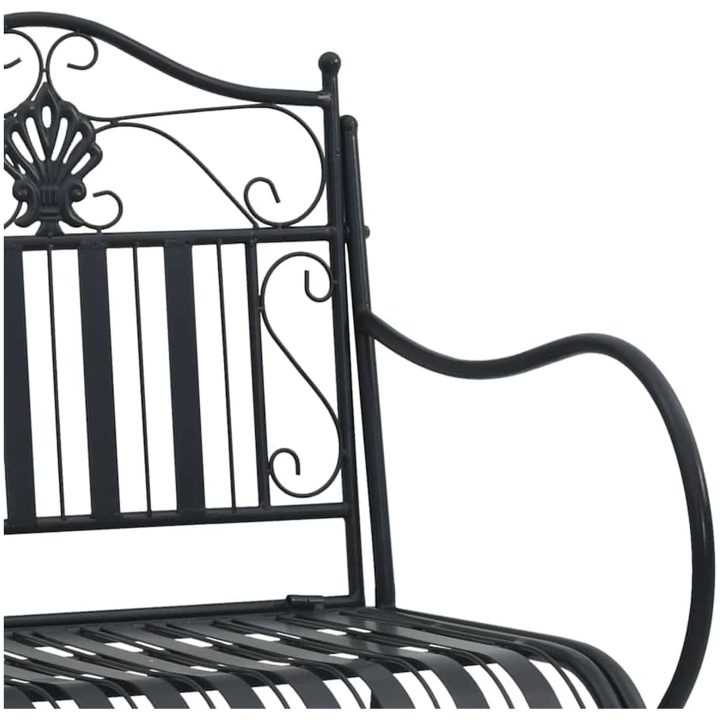 Metallbänk Svart Metall Standard Dekorativa Inläggningar vidaXL 103.5 x 59 x 89 cm – bild 7
