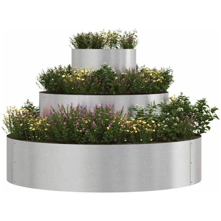 Metallkruka Rostfritt stål Hållbar Blomkruka Cylindrisk vidaXL Större – bild 3