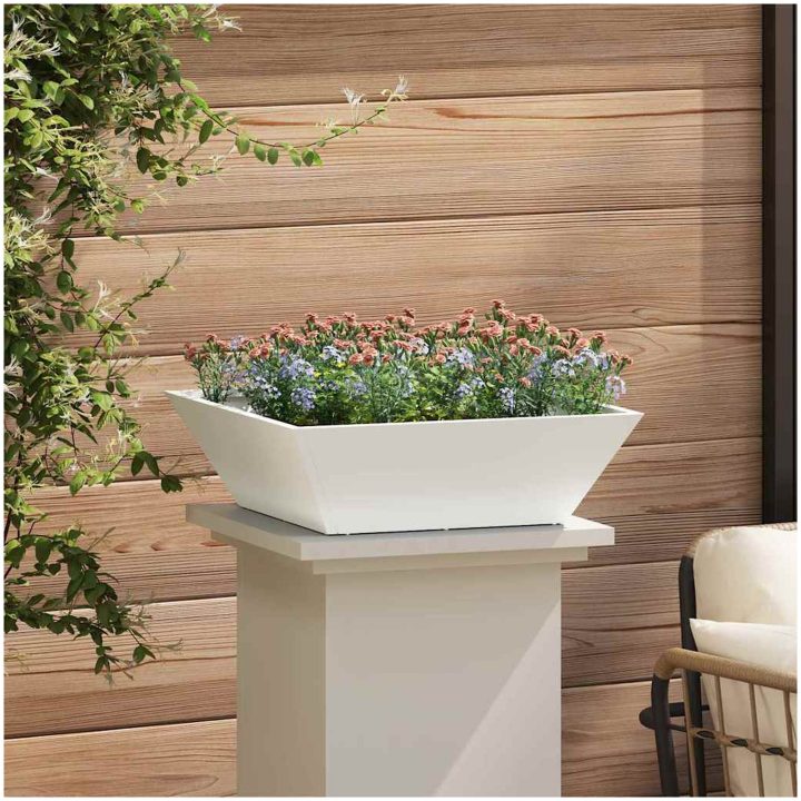 Metallkruka Vit Metall Fyrkantig Minimalistisk vidaXL Medium – bild 4