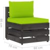 Mittensektion med dynor till pallsoffa grå impregnerat trä vidaXL – miniatyr 6