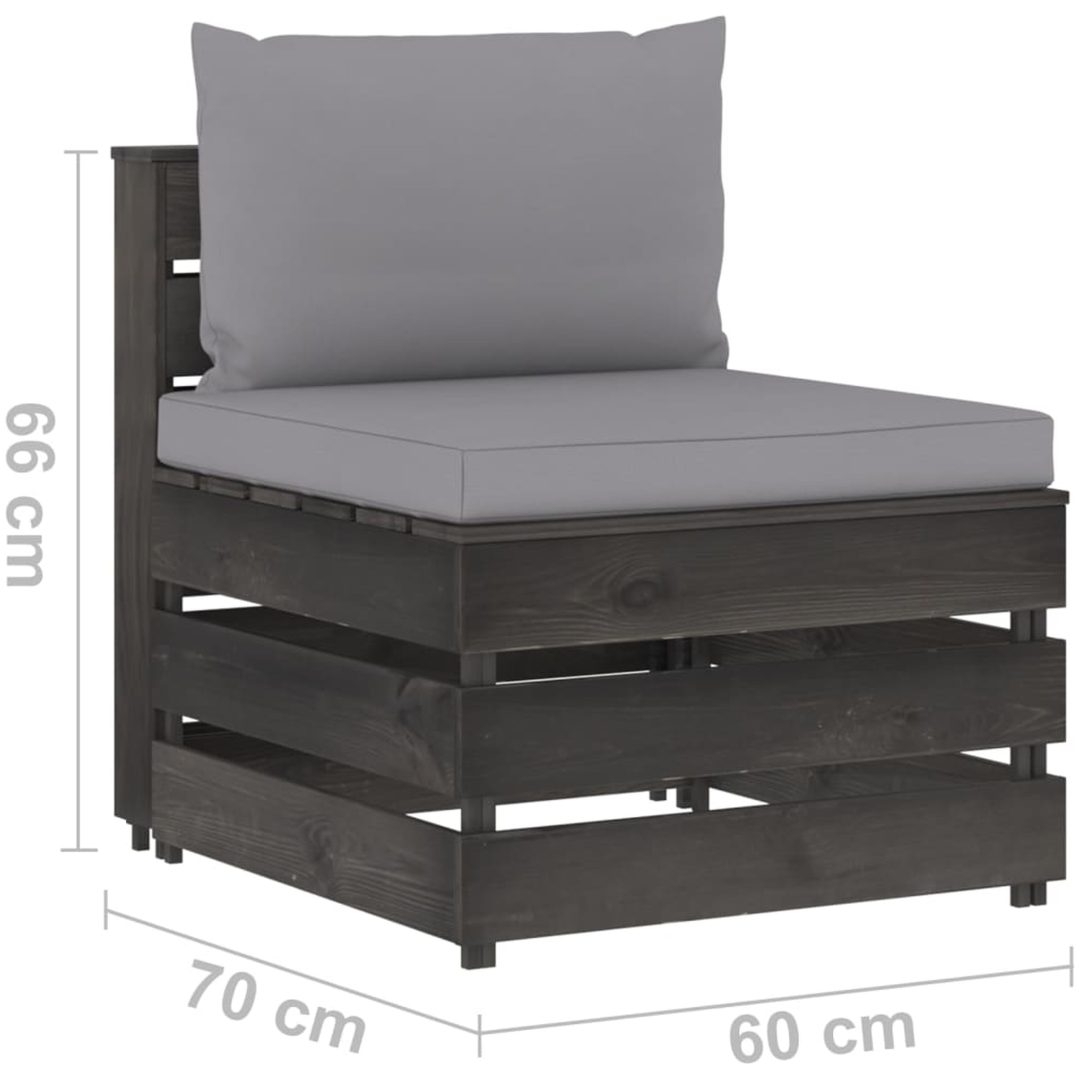 Mittensektion med dynor till pallsoffa impregnerat trä vidaXL – bild 6