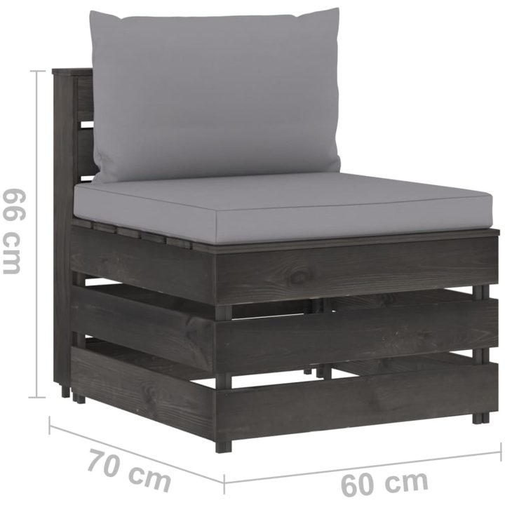 Mittensektion med dynor till pallsoffa impregnerat trä vidaXL – bild 6
