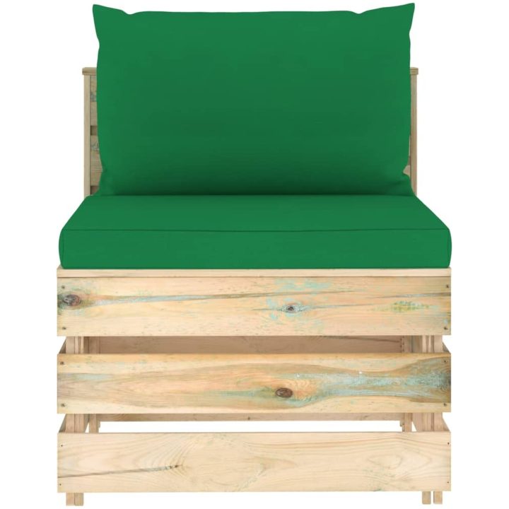Mittensektion med dynor till pallsoffa tryckimpregnerat trä vidaXL – bild 2