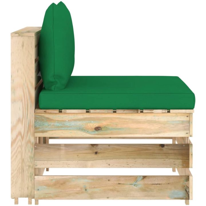 Mittensektion med dynor till pallsoffa tryckimpregnerat trä vidaXL – bild 3