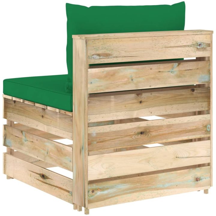 Mittensektion med dynor till pallsoffa tryckimpregnerat trä vidaXL – bild 4