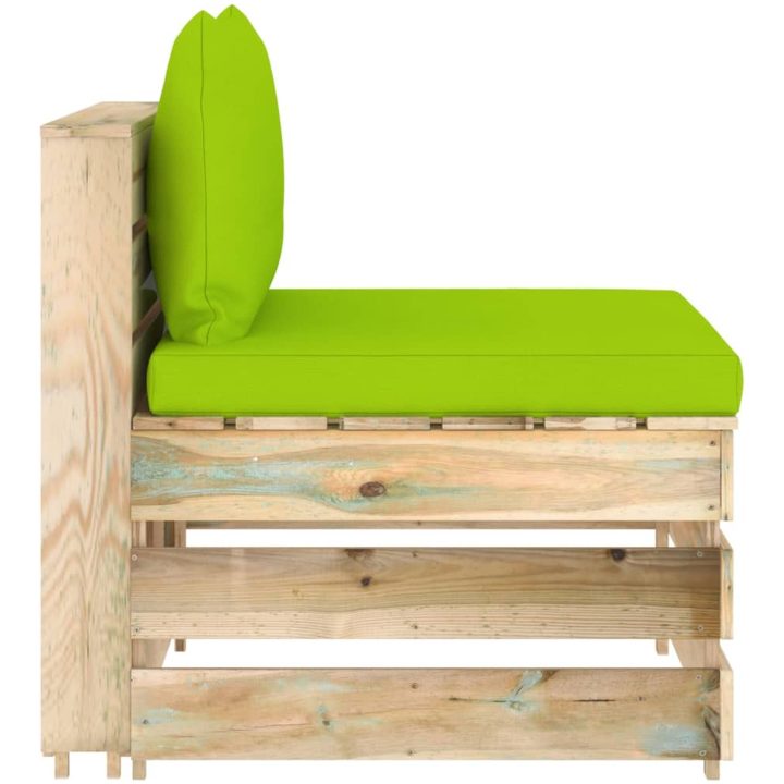 Mittensektion med dynor till pallsoffa tryckimpregnerat trä vidaXL – bild 3