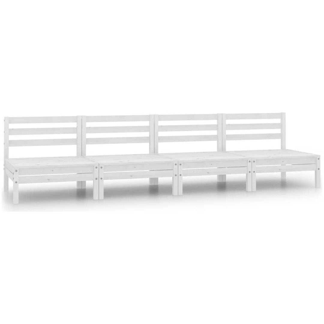 Mittensektion till pallsoffa 4 st vit massiv furu vidaXL