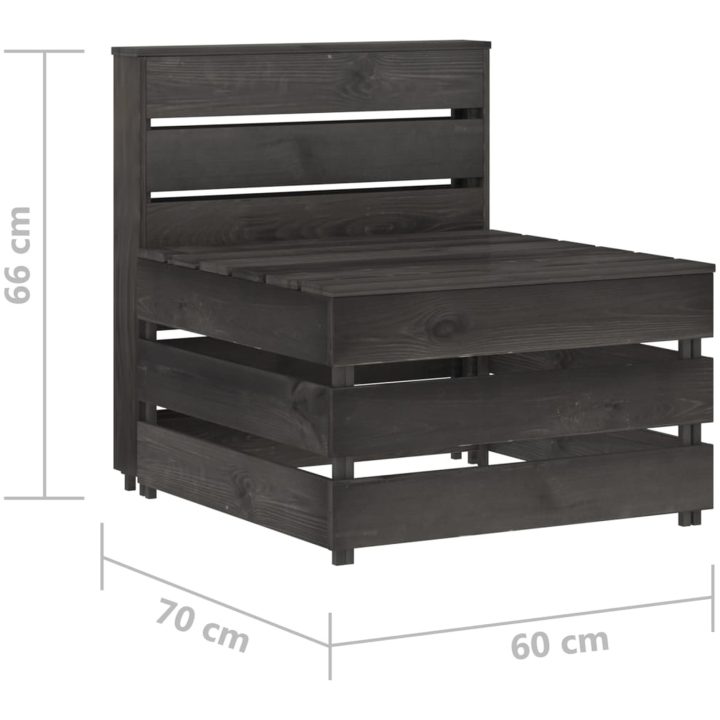 Mittensektion till pallsoffa grå tryckimpregnerad furu vidaXL – bild 6