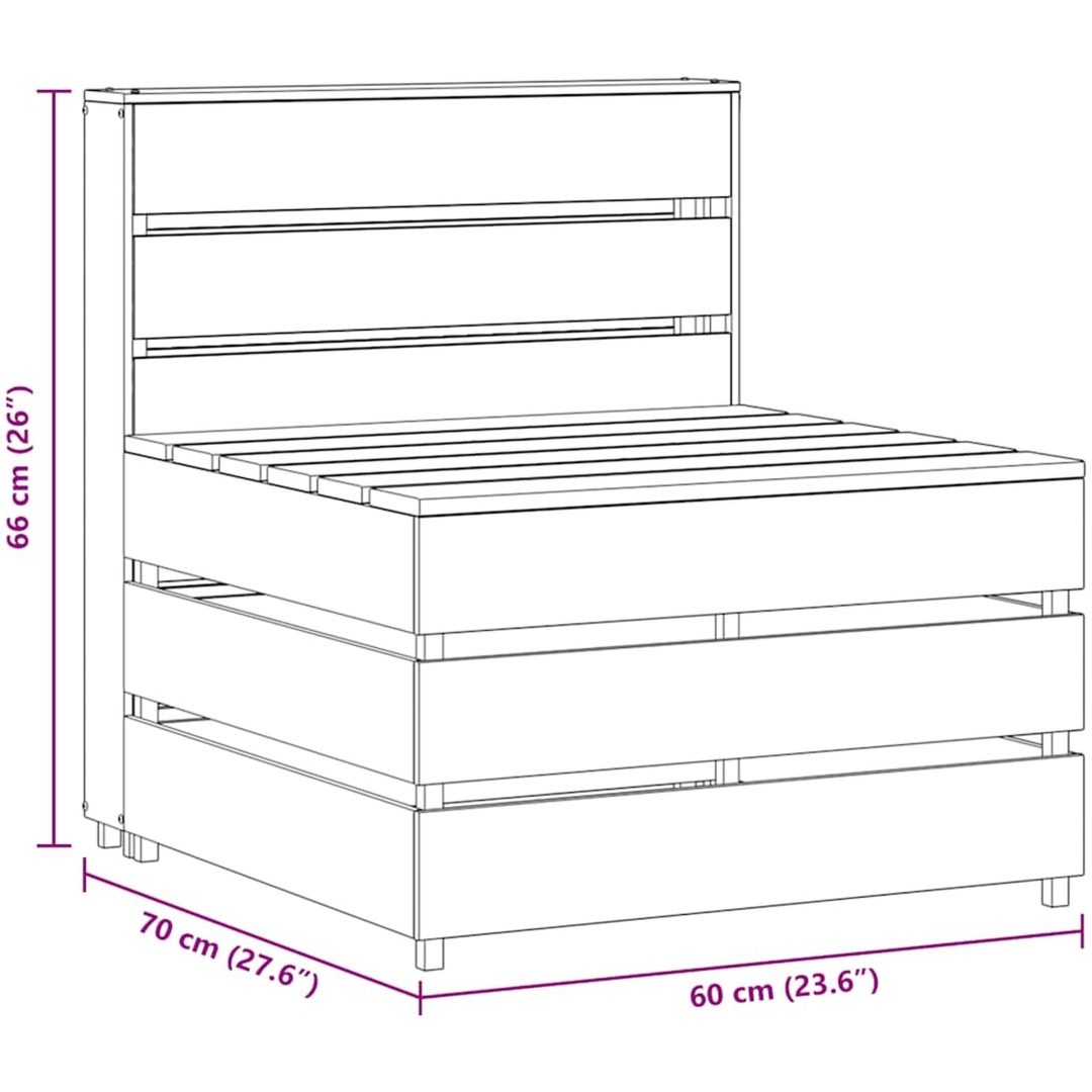 Mittensektion till pallsoffa impregnerad furu vidaXL – bild 7