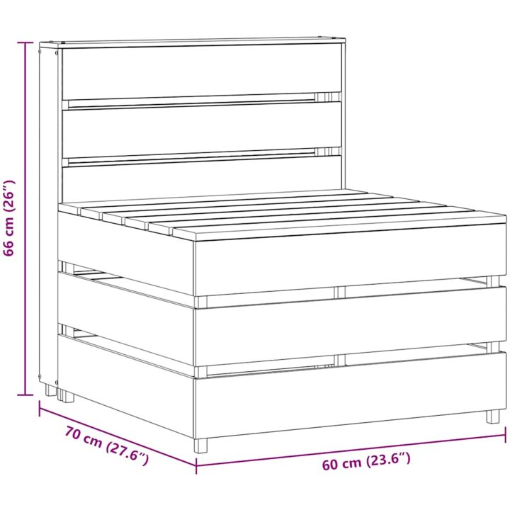 Mittensektion till pallsoffa impregnerad furu vidaXL – bild 7