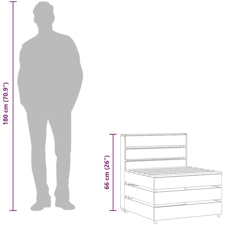 Mittensektion till pallsoffa impregnerad furu vidaXL – bild 8