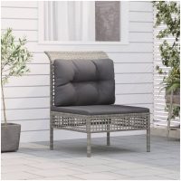 Mittensits med dyna till trädgårdssoffa grå konstrottning vidaXL