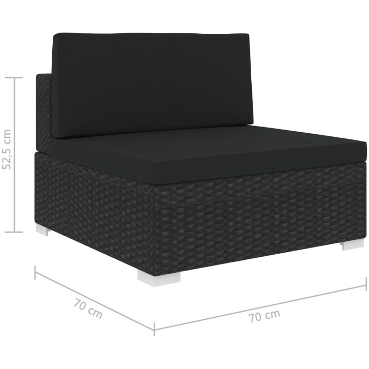 Mittensits till modulsoffa 1 st med dynor konstrotting svart vidaXL – bild 5