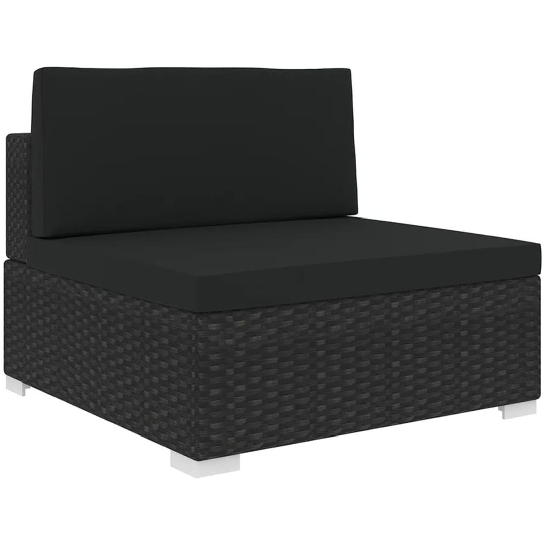 Mittensits till modulsoffa 1 st med dynor konstrotting svart vidaXL