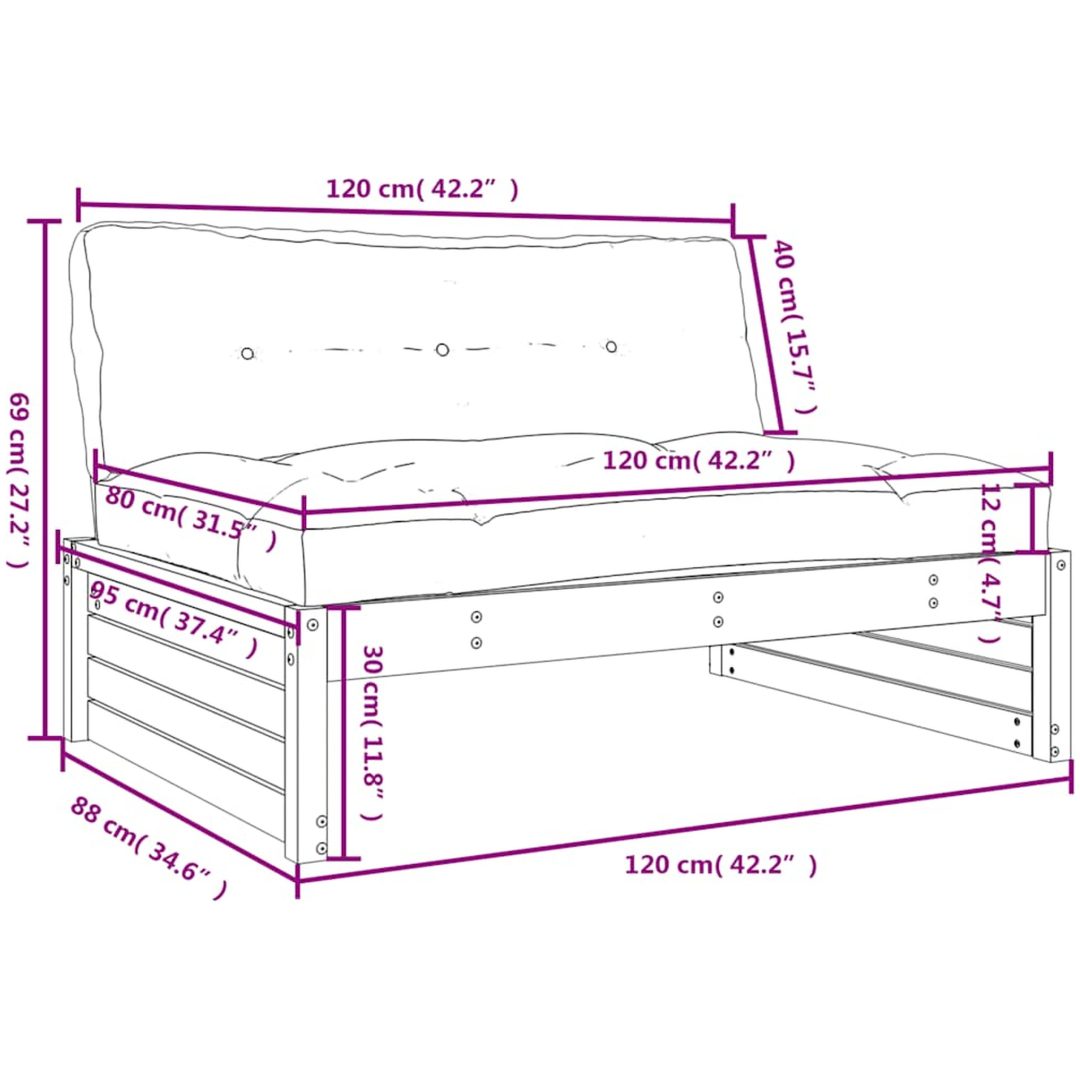 Mittensoffa 120x80 cm impregnerad furu vidaXL – bild 9