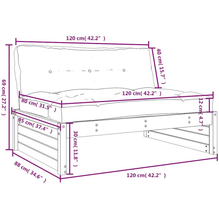 Mittensoffa 120x80 cm impregnerad furu vidaXL – bild 9