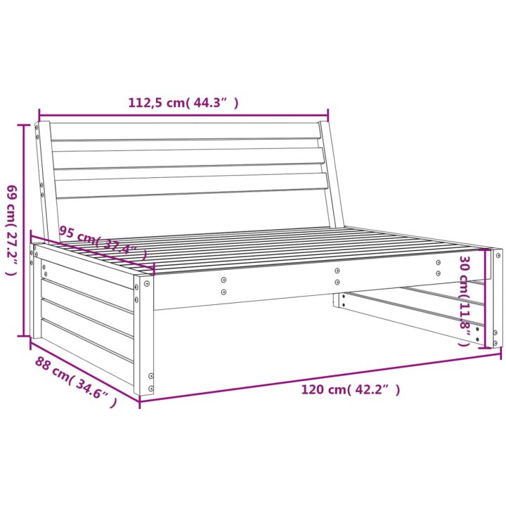 Mittensoffa 120x80 cm massiv furu vidaXL – bild 7
