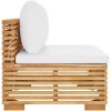 Mittensoffa för trädgården gräddvita dynor massiv teak vidaXL – miniatyr 4