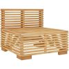 Mittensoffa för trädgården gräddvita dynor massiv teak vidaXL – miniatyr 6