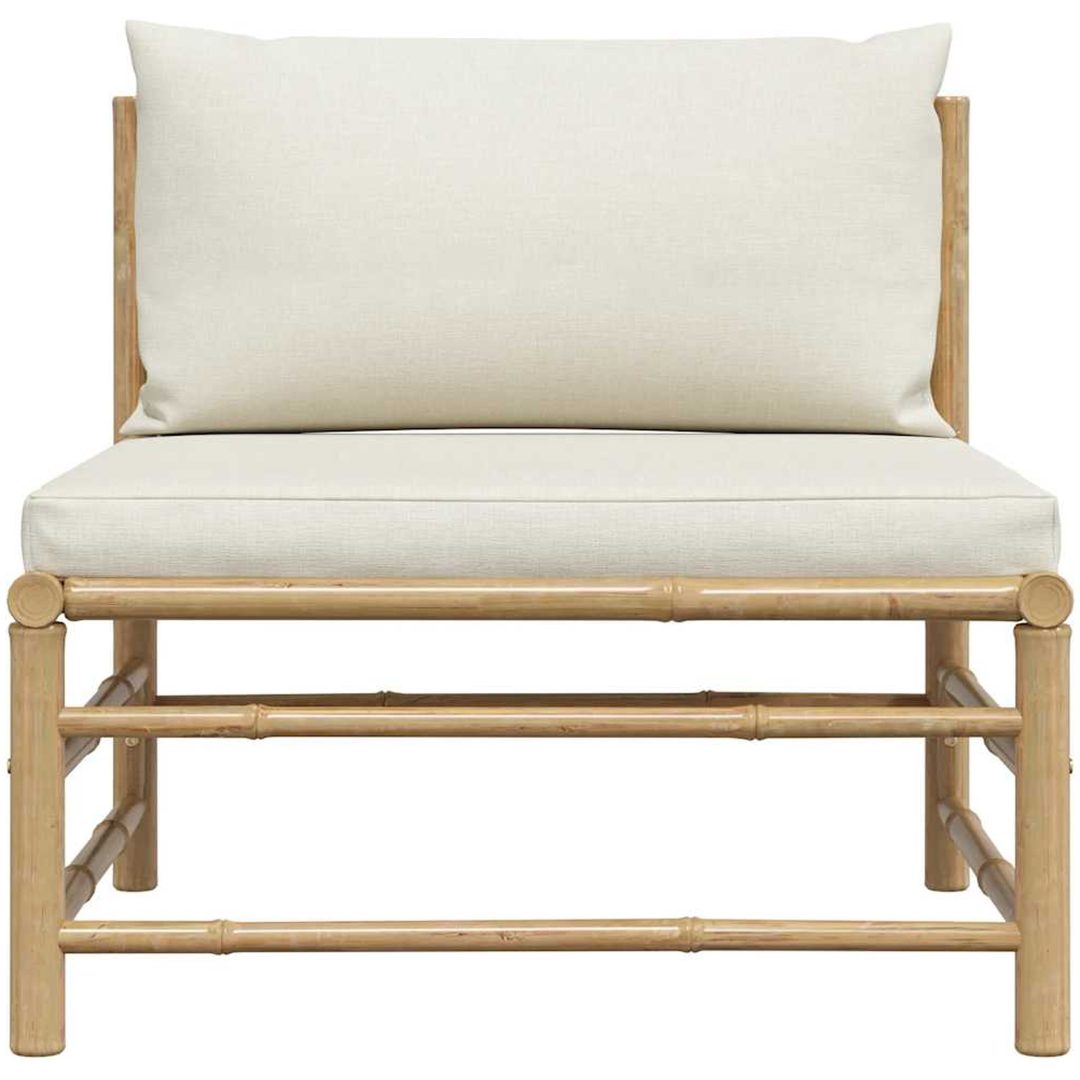 Mittensoffa för trädgården med gräddvita dynor bambu vidaXL – bild 4