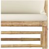 Mittensoffa för trädgården med gräddvita dynor bambu vidaXL – miniatyr 6