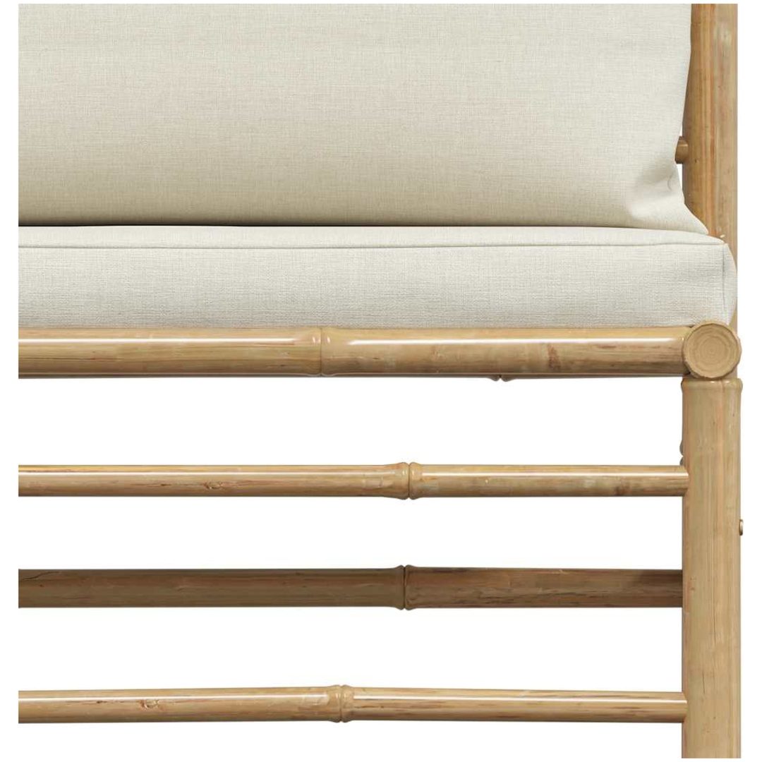 Mittensoffa för trädgården med gräddvita dynor bambu vidaXL – bild 9